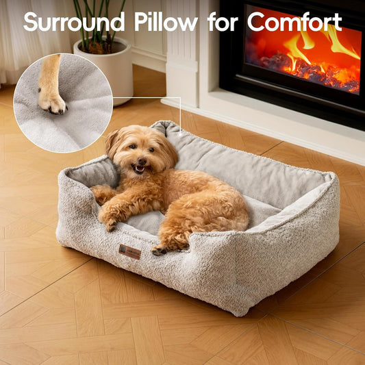Medium Dog Bed 31.5" - Washable Rectangle Pet Bed with Anti-Slip Bottom
