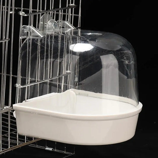 Clear Hanging Bird Bath - Cage Bathtub for Parakeets & Cockatiels