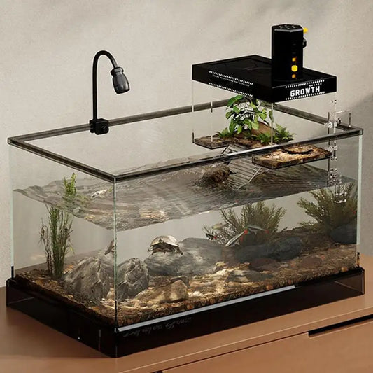 Over-Tank Turtle Basking Platform with Lid - Aquatic Reptile Dock & Resting Area