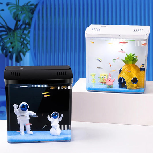 Mini Betta Fish Tank - Small Desktop Aquarium for Home & Office