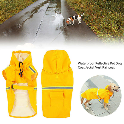 Waterproof Dog Raincoat - Reflective Hooded Jacket with Leash Hole