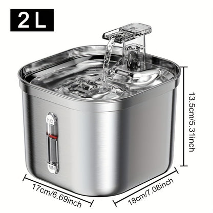 Stainless Steel Cat Water Fountain – Quiet, Hygienic, Easy to Clean
