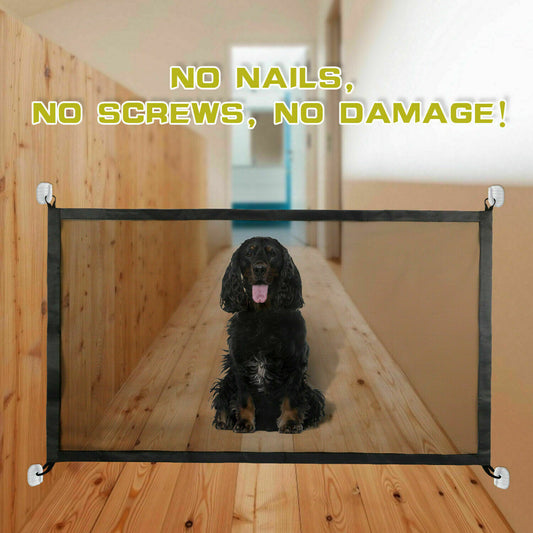 Pet Dog Cat Safety Gate Mesh Fence Magic Portable Guard Net Stairs Doors