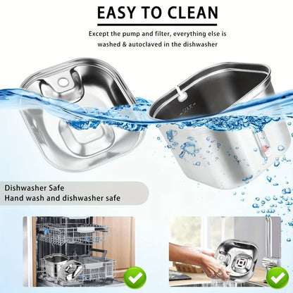 Stainless Steel Cat Water Fountain – Quiet, Hygienic, Easy to Clean
