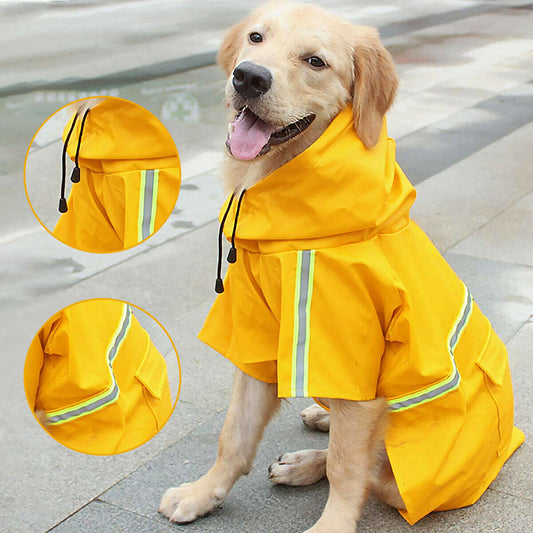 Waterproof Dog Raincoat - Reflective Hooded Jacket with Leash Hole