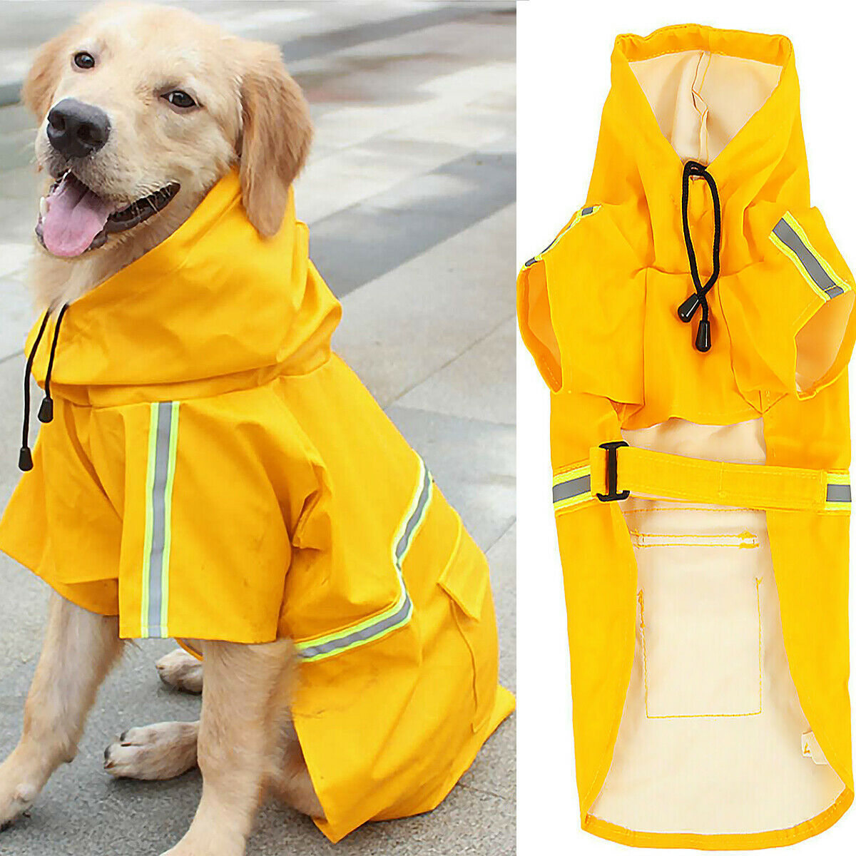 Waterproof Dog Raincoat - Reflective Hooded Jacket with Leash Hole
