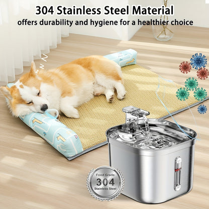 Stainless Steel Cat Water Fountain – Quiet, Hygienic, Easy to Clean