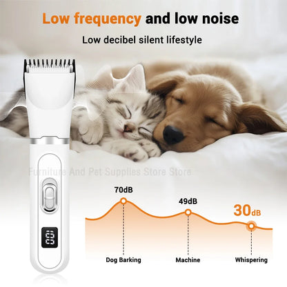 Professional Dog Hair Clippers - USB Rechargeable Silent Pet Grooming Trimmer