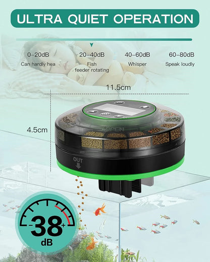Professional Automatic Fish Feeder - Programmable Timer Dispenser with LCD Display