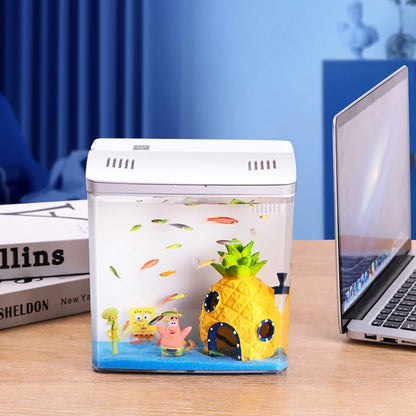 Mini Betta Fish Tank - Small Desktop Aquarium for Home & Office