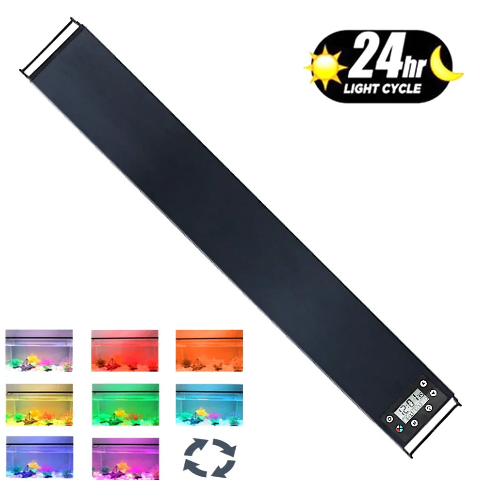 24/7 Auto LED Aquarium Light - Full Spectrum Fish Tank Lighting with Dimmer & Timer
