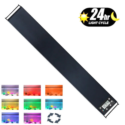 24/7 Auto LED Aquarium Light - Full Spectrum Fish Tank Lighting with Dimmer & Timer