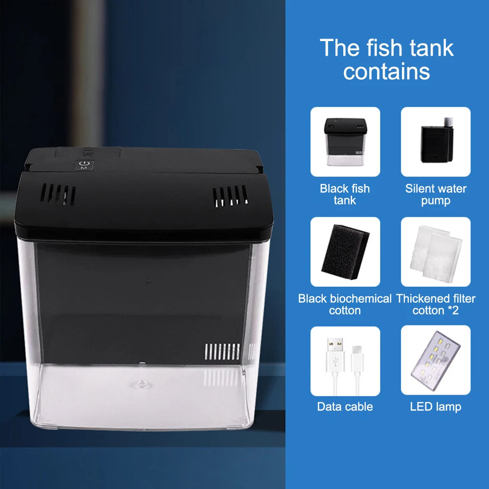 Mini Betta Fish Tank - Small Desktop Aquarium for Home & Office