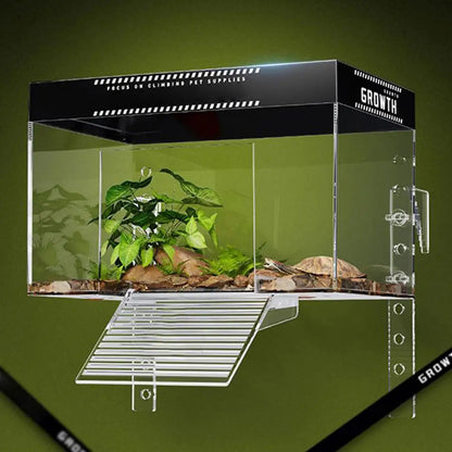 Over-Tank Turtle Basking Platform with Lid - Aquatic Reptile Dock & Resting Area