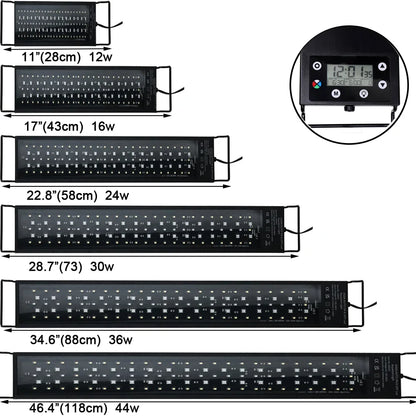 24/7 Auto LED Aquarium Light - Full Spectrum Fish Tank Lighting with Dimmer & Timer
