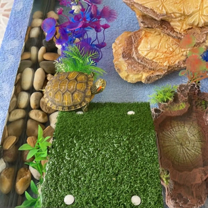 Grass Turtle Basking Platform - Natural Lawn Ramp for Aquarium Tanks