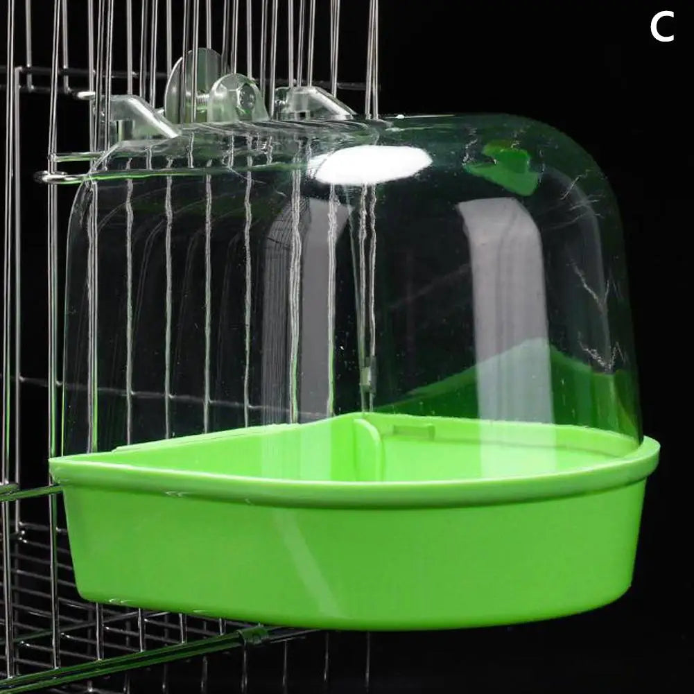 Clear Hanging Bird Bath - Cage Bathtub for Parakeets & Cockatiels