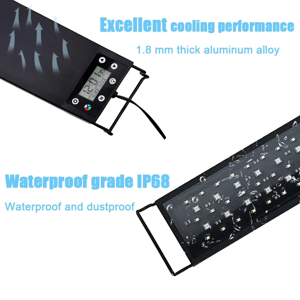 24/7 Auto LED Aquarium Light - Full Spectrum Fish Tank Lighting with Dimmer & Timer