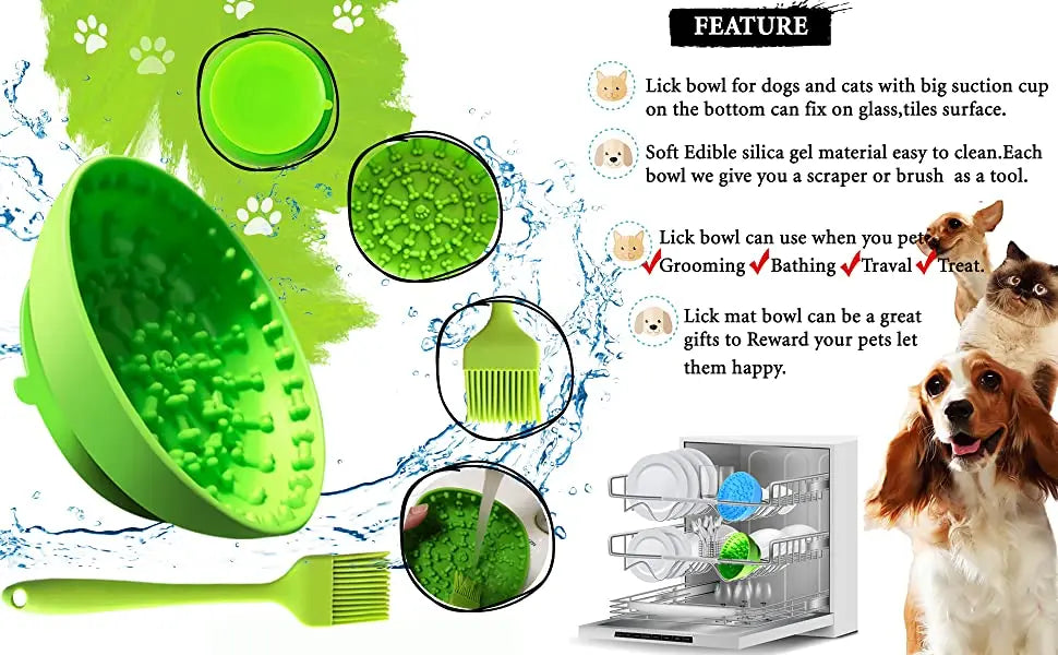 Pet Lick Mat & Bowl Set - Anxiety Relief & Slow Feeding Solution | Petziverse