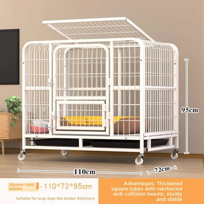Large Indoor Dog Cage with Toilet Area - Premium Pet Enclosure for Medium to Large Dogs