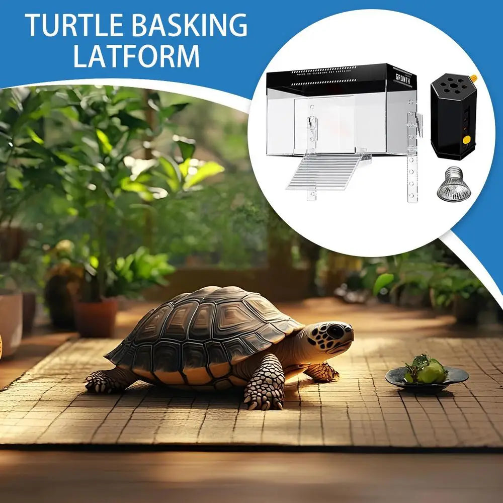 Over-Tank Turtle Basking Platform with Lid - Aquatic Reptile Dock & Resting Area