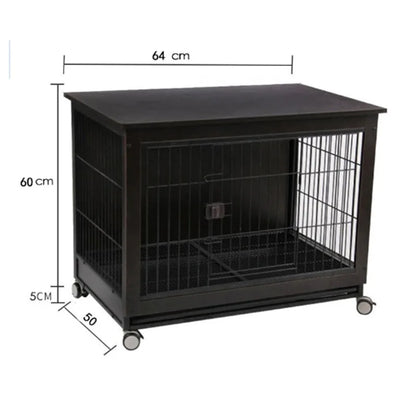 Premium Wooden Dog Cage with Wheels - Indoor Pet Enclosure for Small to Medium Dogs & Cats
