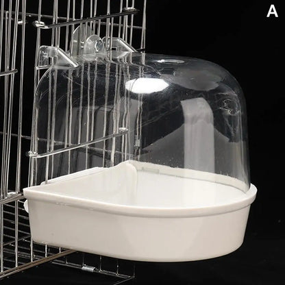 Clear Hanging Bird Bath - Cage Bathtub for Parakeets & Cockatiels