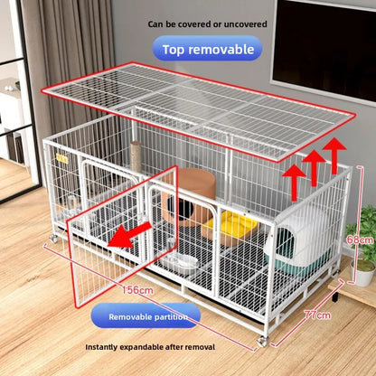 Large Indoor Dog Cage with Toilet Area - Premium Pet Enclosure for Medium to Large Dogs