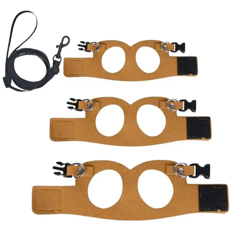 3-Piece Adjustable Bearded Dragon Harness Set - PU Leather Leash & Traction Rope for Reptiles