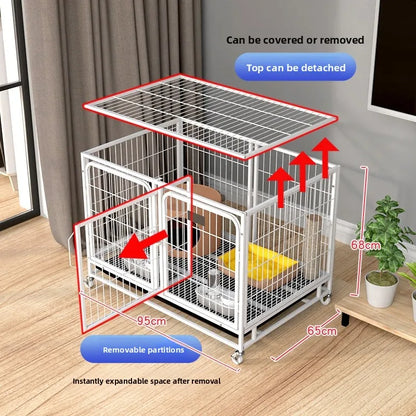 Large Indoor Dog Cage with Toilet Area - Premium Pet Enclosure for Medium to Large Dogs