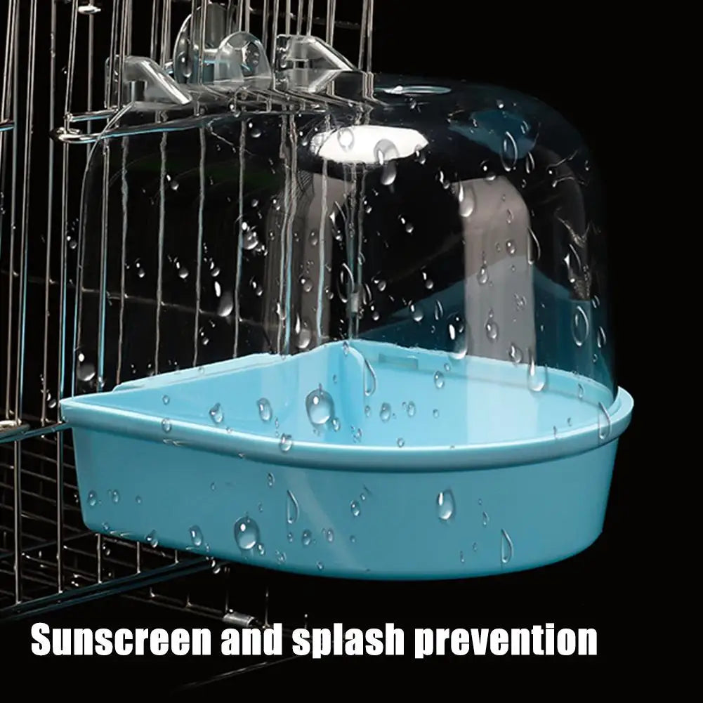 Clear Hanging Bird Bath - Cage Bathtub for Parakeets & Cockatiels