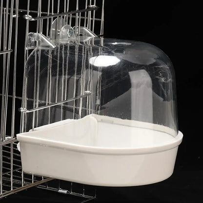 Clear Hanging Bird Bath - Cage Bathtub for Parakeets & Cockatiels