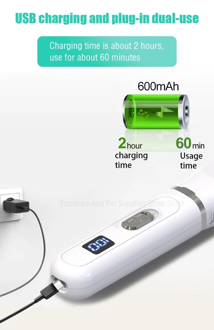 Professional Dog Hair Clippers - USB Rechargeable Silent Pet Grooming Trimmer