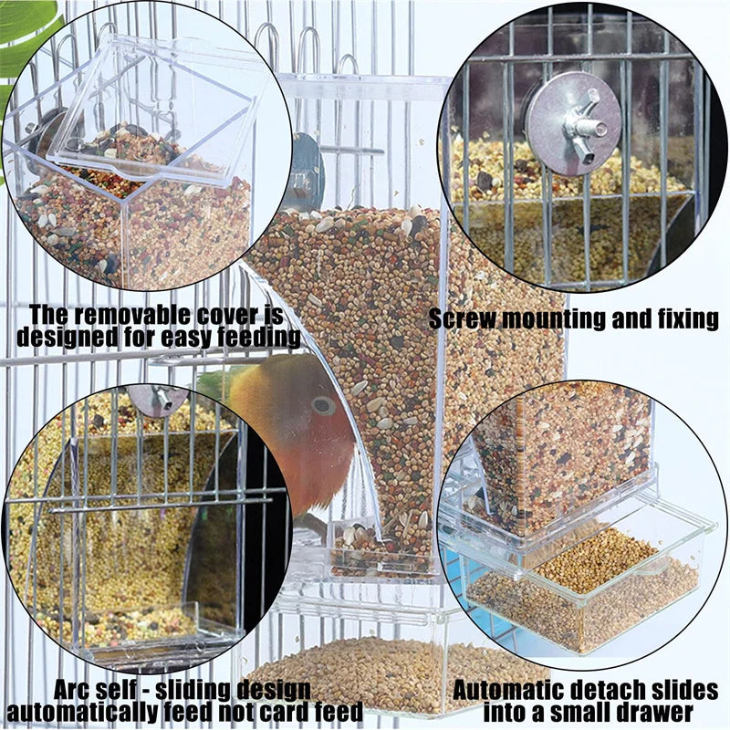 No-Mess Acrylic Bird Feeder - Seed Container for Small to Medium Birds