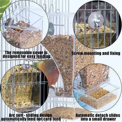 No-Mess Acrylic Bird Feeder - Seed Container for Small to Medium Birds
