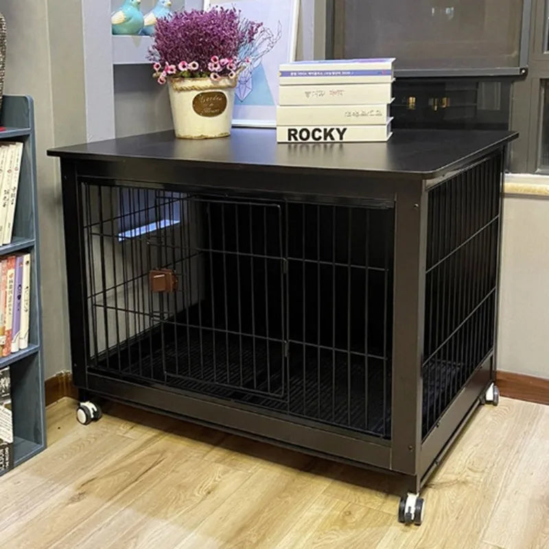 Premium Wooden Dog Cage with Wheels - Indoor Pet Enclosure for Small to Medium Dogs & Cats