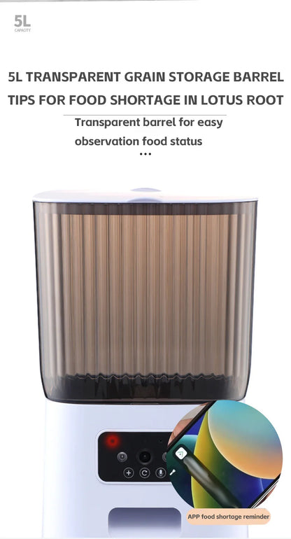 Smart Pet Feeder with HD Camera - 5L Automatic WiFi Food Dispenser System