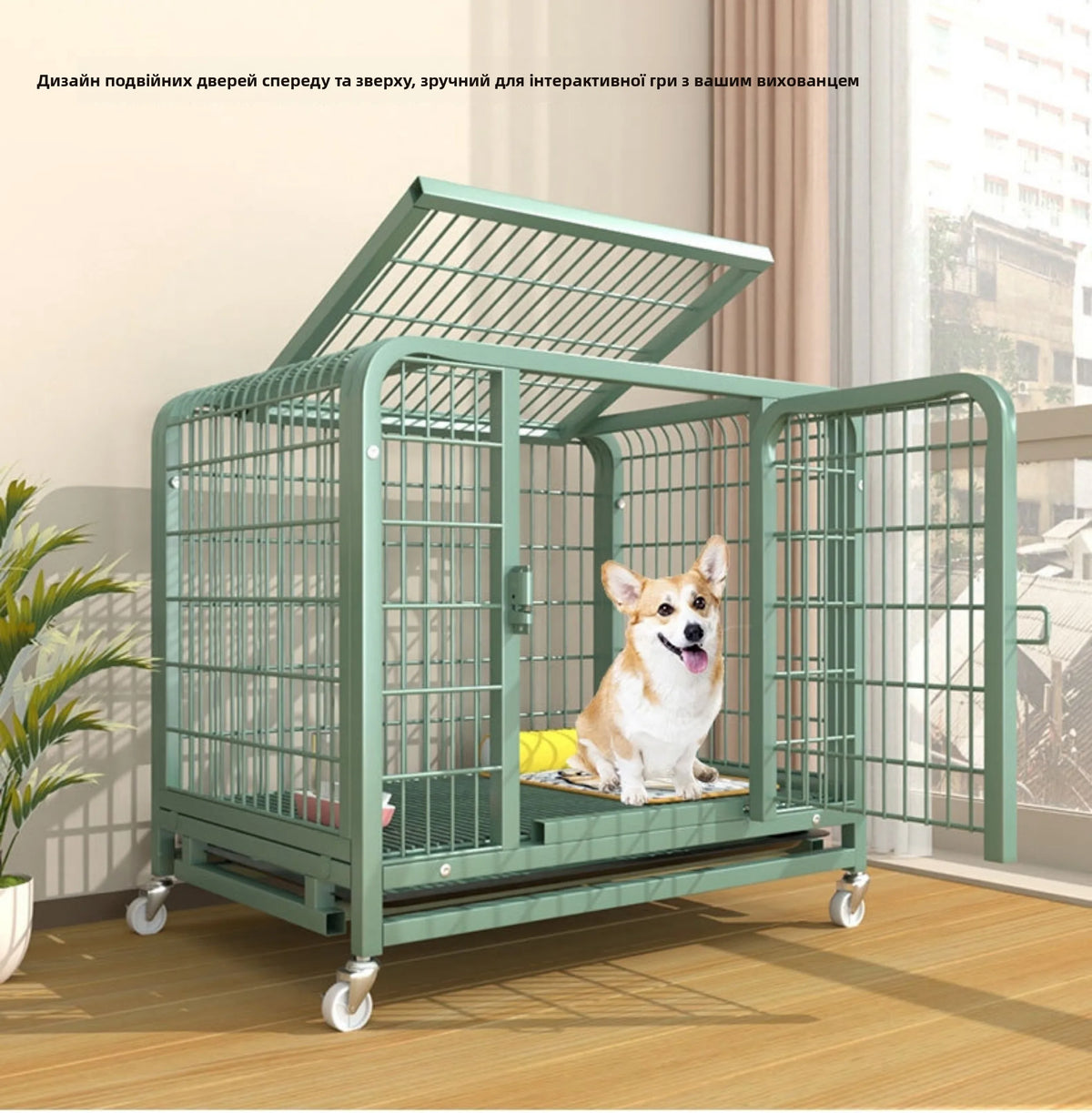 Large Indoor Dog Cage with Toilet Area - Premium Pet Enclosure for Medium to Large Dogs