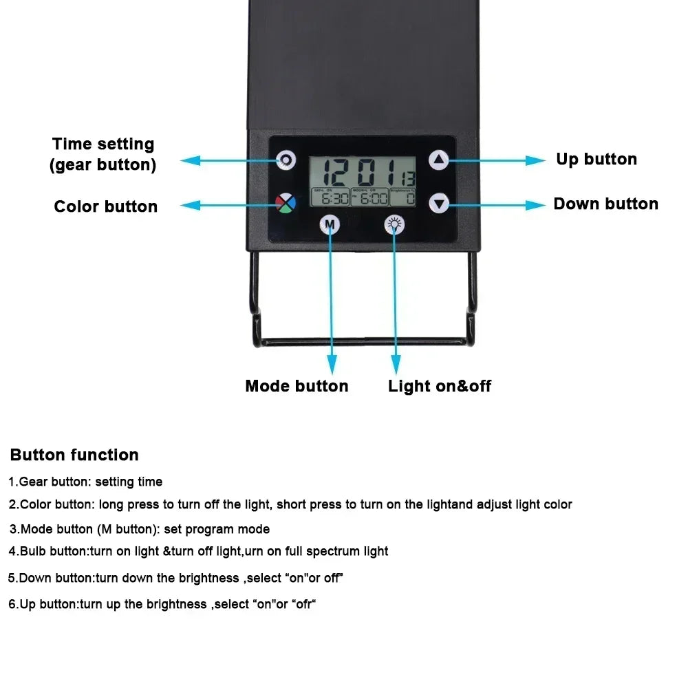 24/7 Auto LED Aquarium Light - Full Spectrum Fish Tank Lighting with Dimmer & Timer