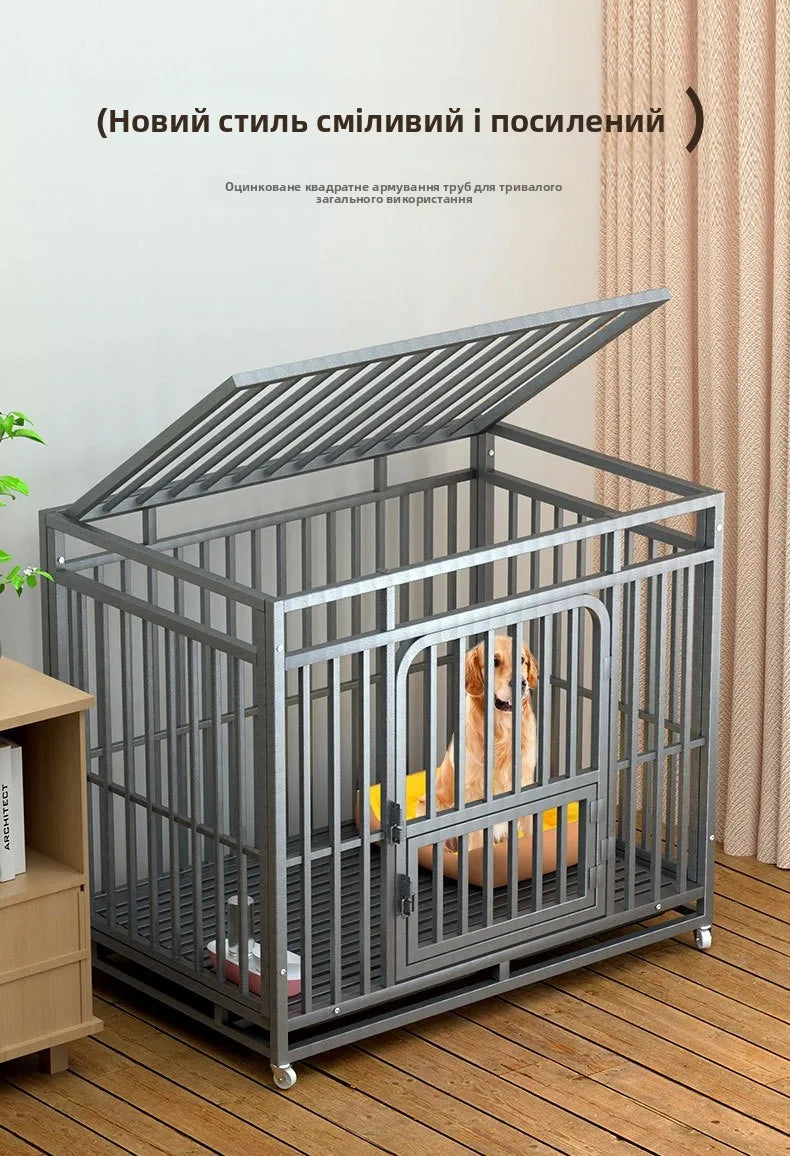 Large Indoor Dog Cage with Toilet Area - Premium Pet Enclosure for Medium to Large Dogs
