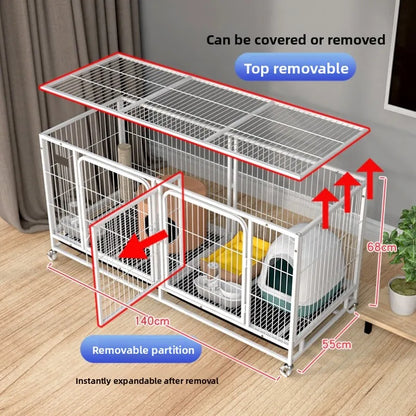 Large Indoor Dog Cage with Toilet Area - Premium Pet Enclosure for Medium to Large Dogs