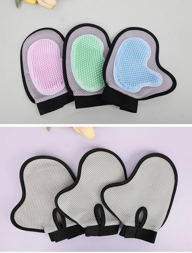 Pet Grooming Glove - Gentle Bath & Massage Brush for Cats & Dogs