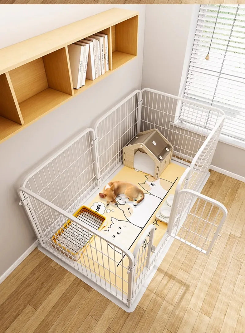 Modular Pet Playpen - Customizable Indoor Dog Fence with Door for Small to Medium Dogs
