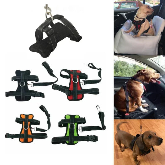 Premium Dog Car Safety Harness - Adjustable Breathable Pet Seat Belt for Vehicle Travel