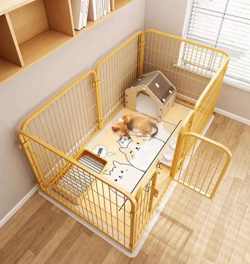 Modular Pet Playpen - Customizable Indoor Dog Fence with Door for Small to Medium Dogs