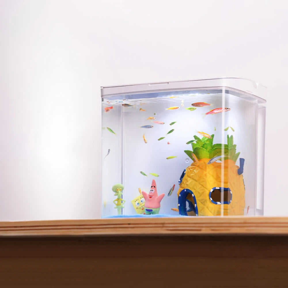 Mini Betta Fish Tank - Small Desktop Aquarium for Home & Office