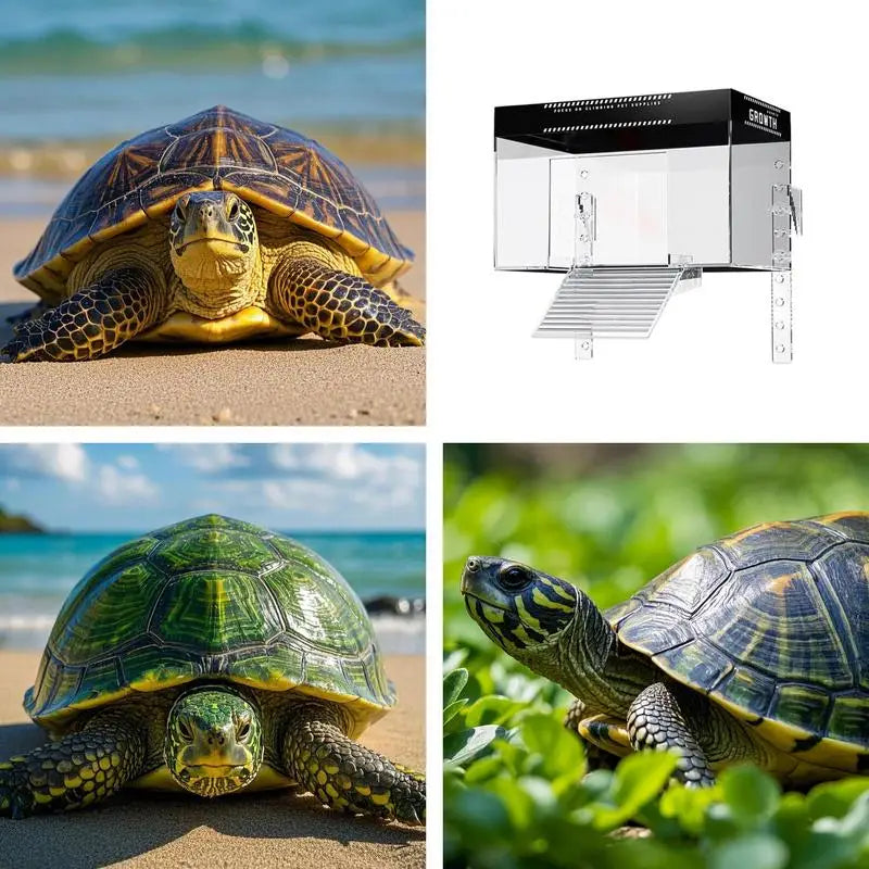Over-Tank Turtle Basking Platform with Lid - Aquatic Reptile Dock & Resting Area