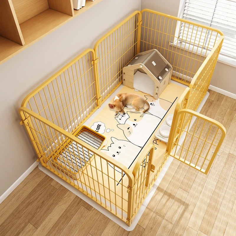 Modular Pet Playpen - Customizable Indoor Dog Fence with Door for Small to Medium Dogs