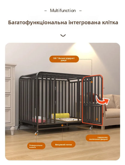 Large Indoor Dog Cage with Toilet Area - Premium Pet Enclosure for Medium to Large Dogs