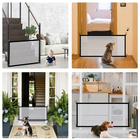 Premium Dog Fence - Ingenious Mesh Safety Gate for Indoor & Outdoor Pet Enclosure